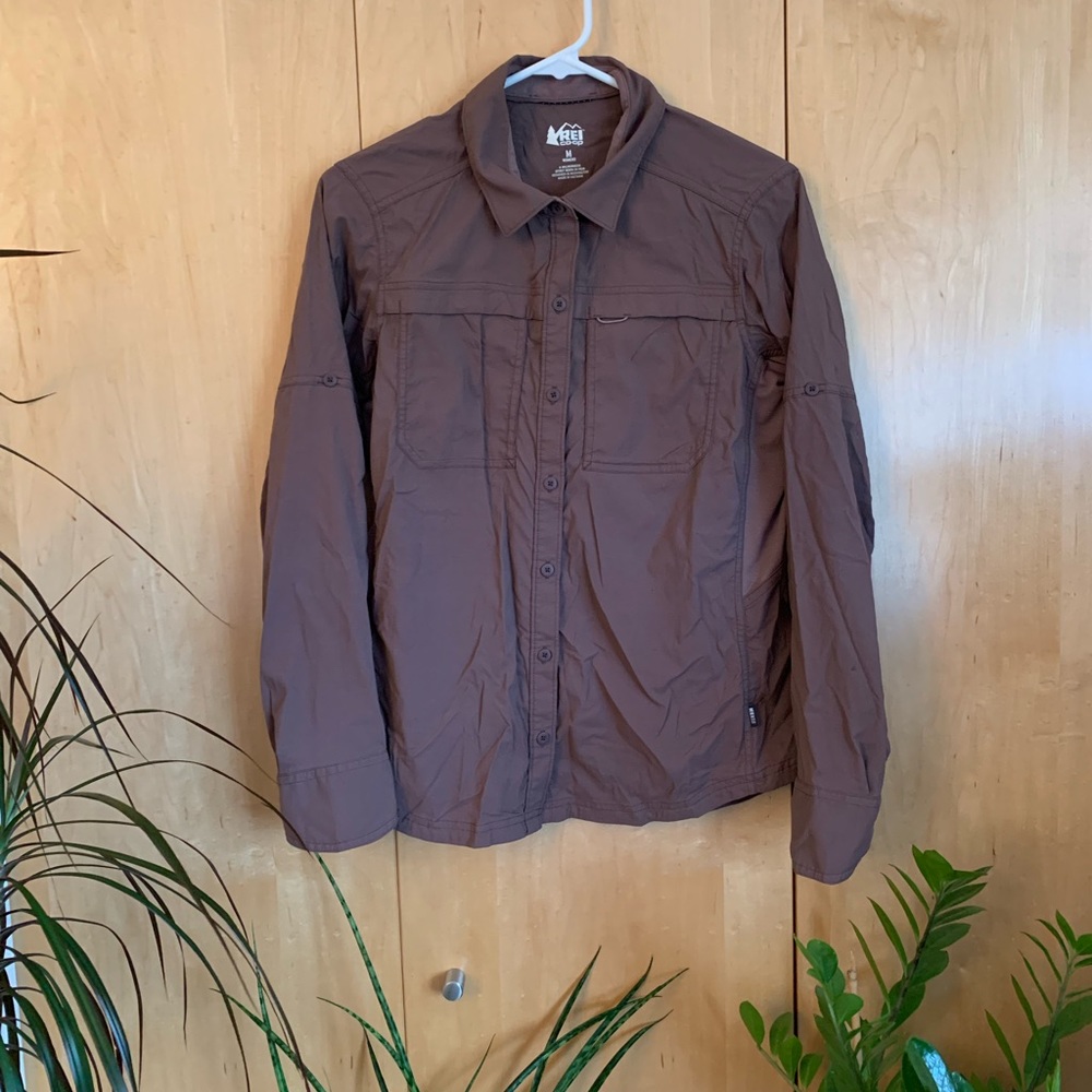 Mauve REI Button-Up Sun Shirt